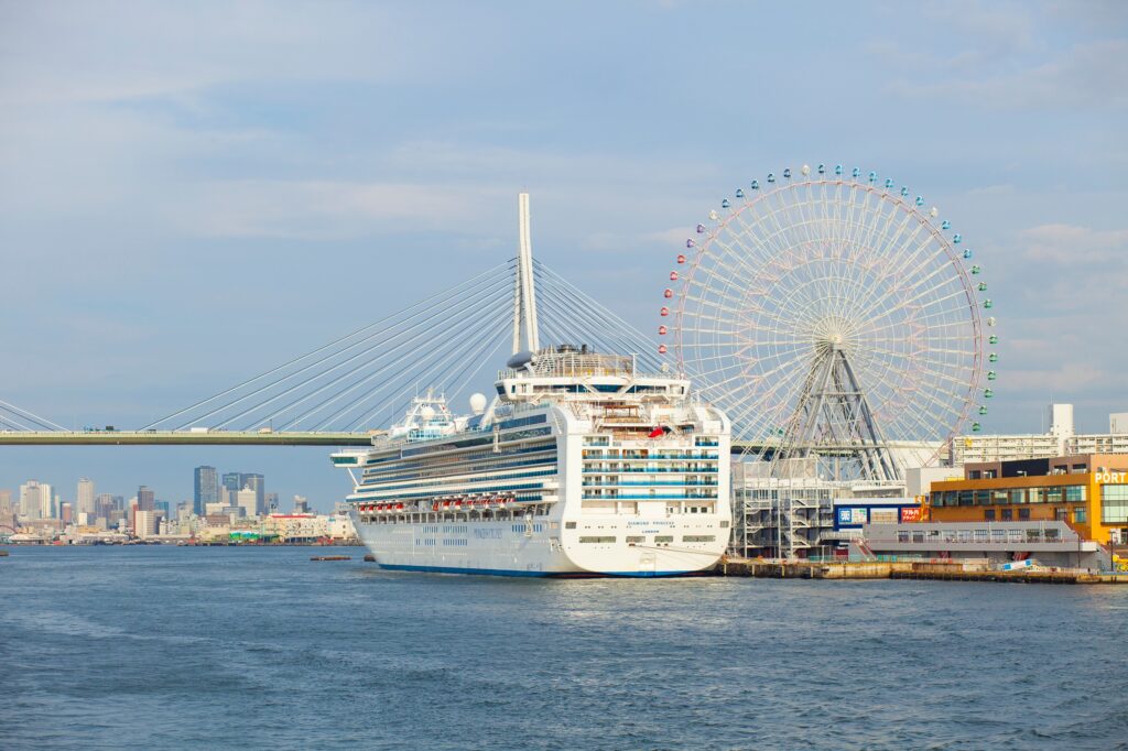 Cruise liner docking at Osaka Port
